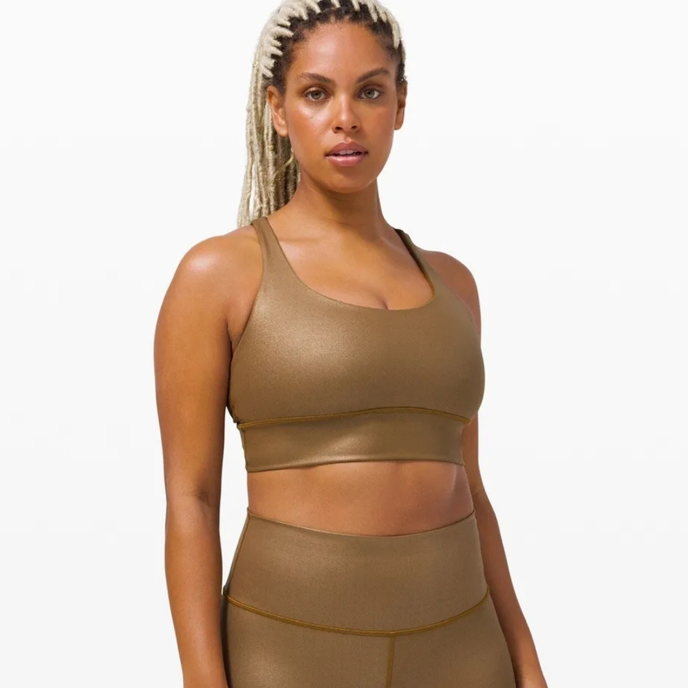 Lululemon Longline Shine Energy Bra Special Edition Matte Copper Foil Size 8